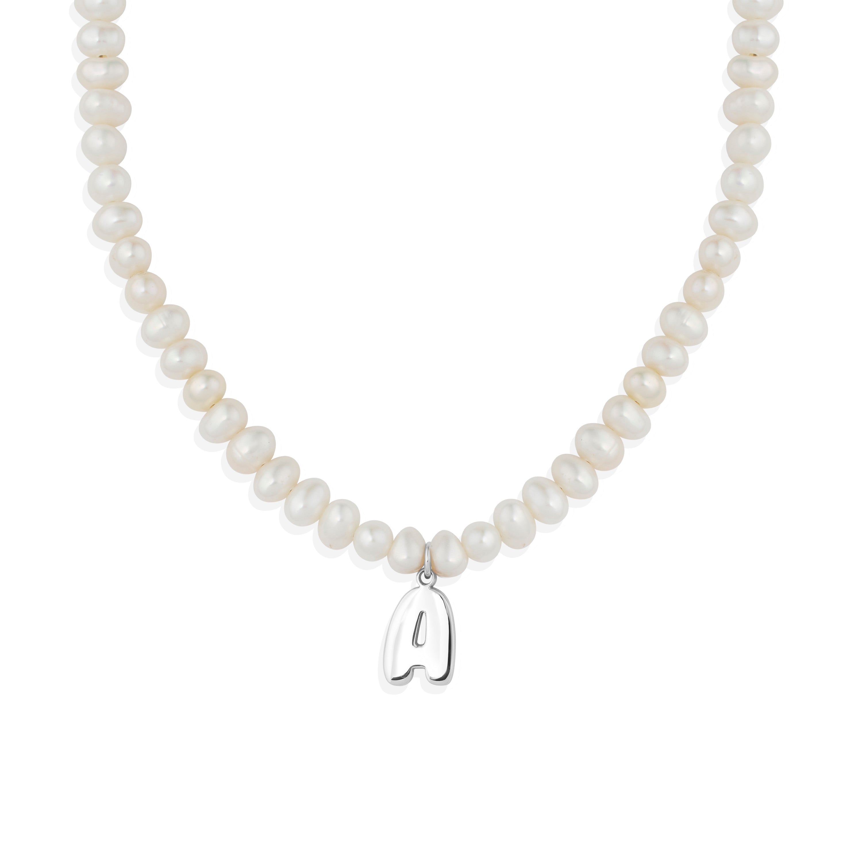 Pearl Bubble Initial Necklace