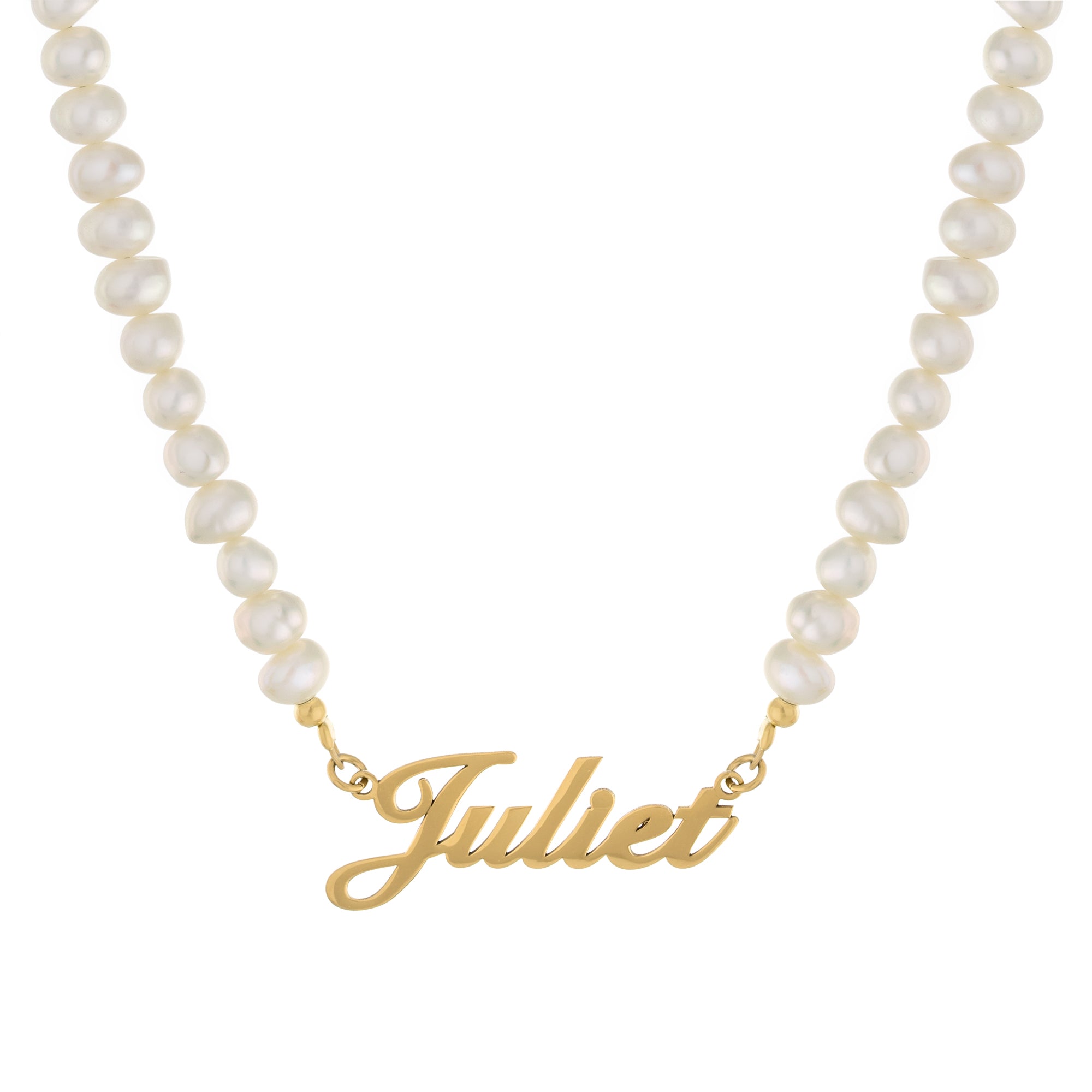 Pearl Nameplate Necklace