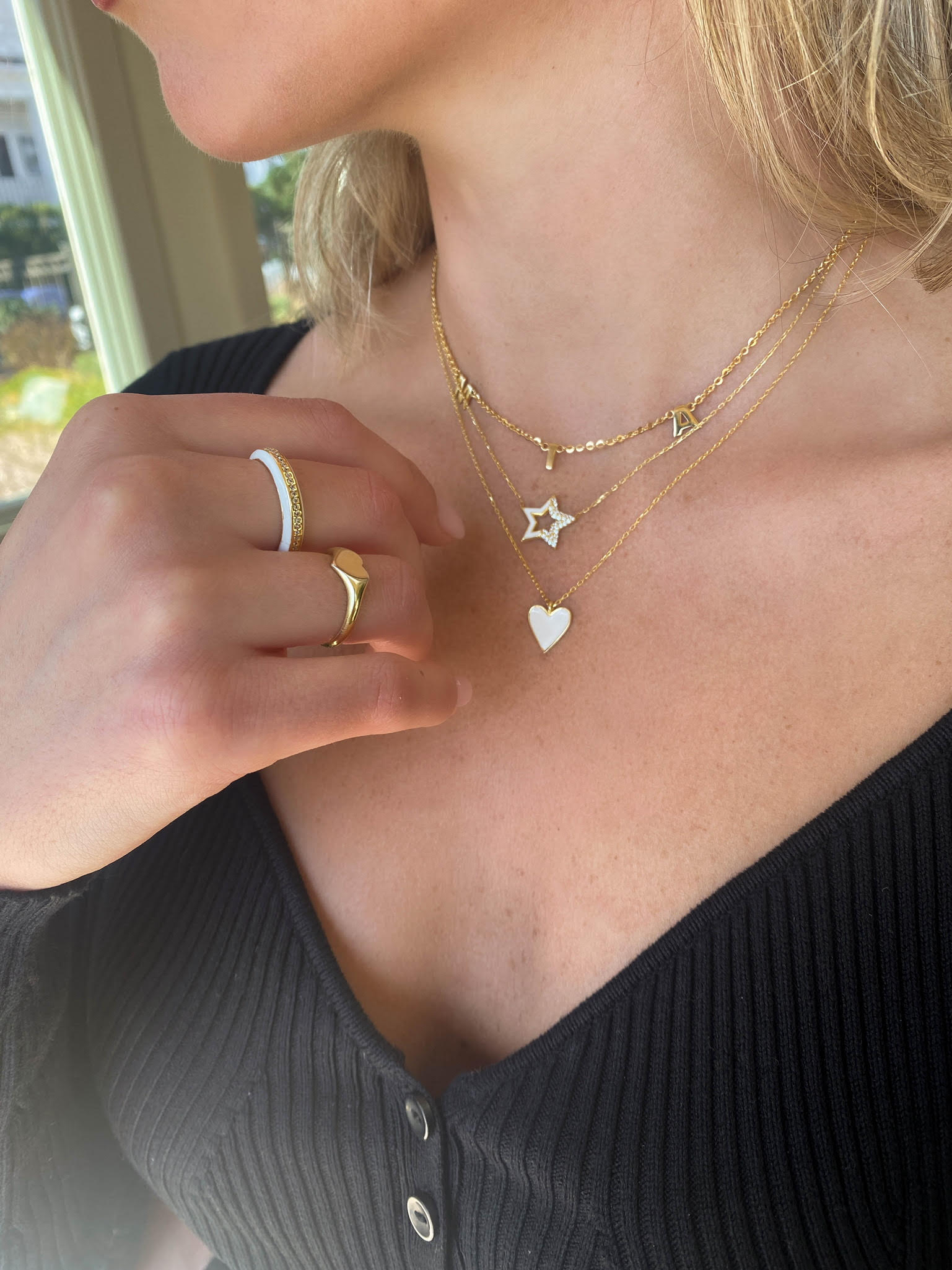 White Enamel Heart Necklace